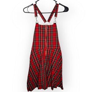 Hot Topic Women's Red Plaid O-Ring Skirtall size Small